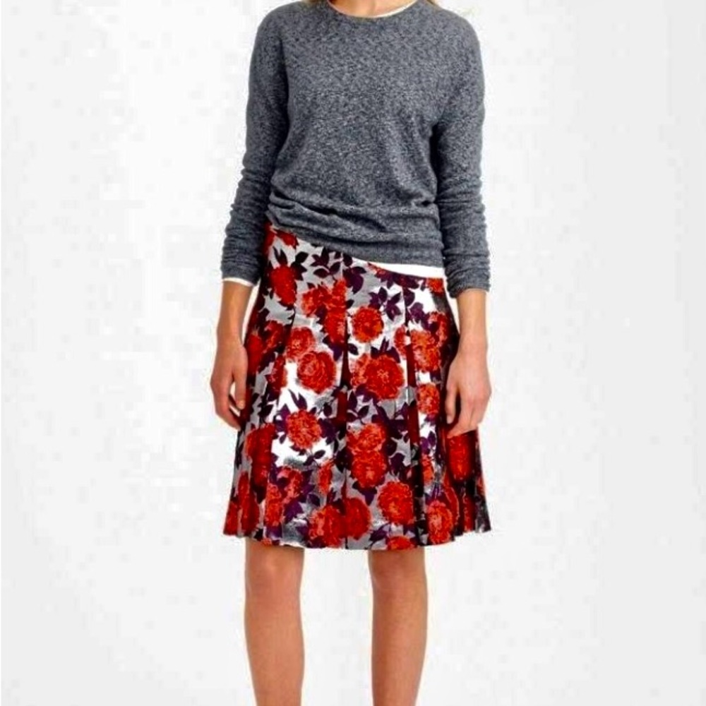 J. Crew  Collection Metallic Pleated Skirt.
